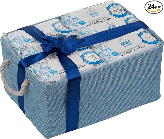 24 Pack Hand Sanitizing Wipes All-Purpose Cleaner for Bathroom Kitchen Office 1728 Count Soft Flow with Gift Basket