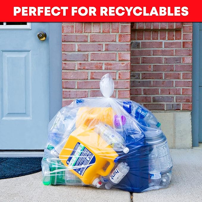 45 Gallon Trash Bags Heavy Duty (Huge 100 Bags w/Ties) Clear Recycling Extra Large Trash Bag Liners. 40 Gallon 42 Gallon 44 Gallon 45 Gallon 31 Gallon 32 Gallon 39 Gallon Clear Trash Can Liners