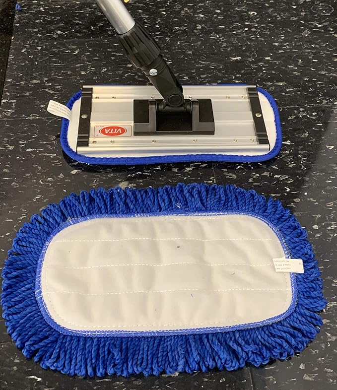 Premium Microfiber Mop Kit with 72 Telescopic Aluminum Handle - includes 10 Wet/Dry Microfiber Pad and 12 Dust Mop Pad with Fringe for Detailed Cleaning of Floors Walls and Small Spaces