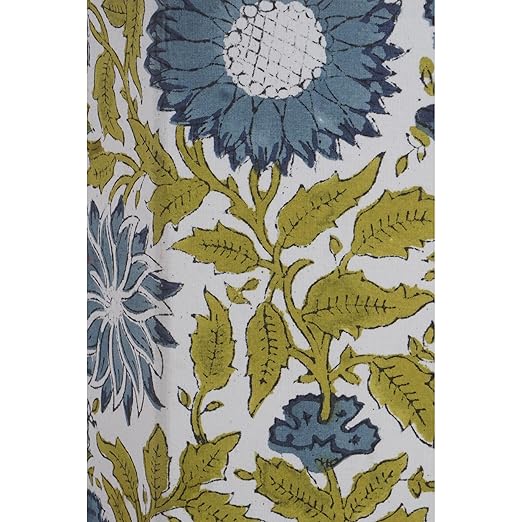 Floral Hand Block Printed 3.3 Gallon Decorative Waste Basket – Eco-Friendly Cardboard Trash Can Plastic-Free &amp Sustainable Perfect for Christmas and Housewarming Gifts (1 Green Blue FLOWAR)