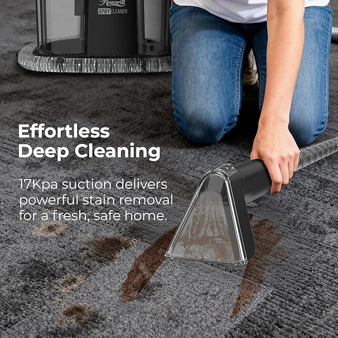 Rosewill Multi-Purpose Portable Carpet and Upholstery Cleaner Powerful Suction 17 KPa Spot Cleaner 550W Motor Car and Auto Detailer Stain/Spot Remover Versatile Use: Carpet Sofa Pet Hair