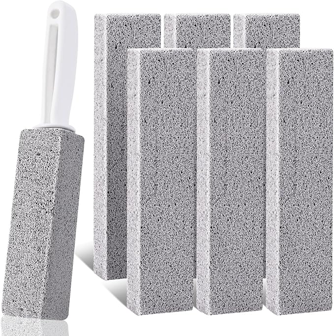 7 Pack Pumice Stone for Toilet Cleaning Pumice Stone Toilet Bowl Cleaner Pumice Scouring Stick with Handle Powerfully Cleans Hard Water Rings Replaceable Design