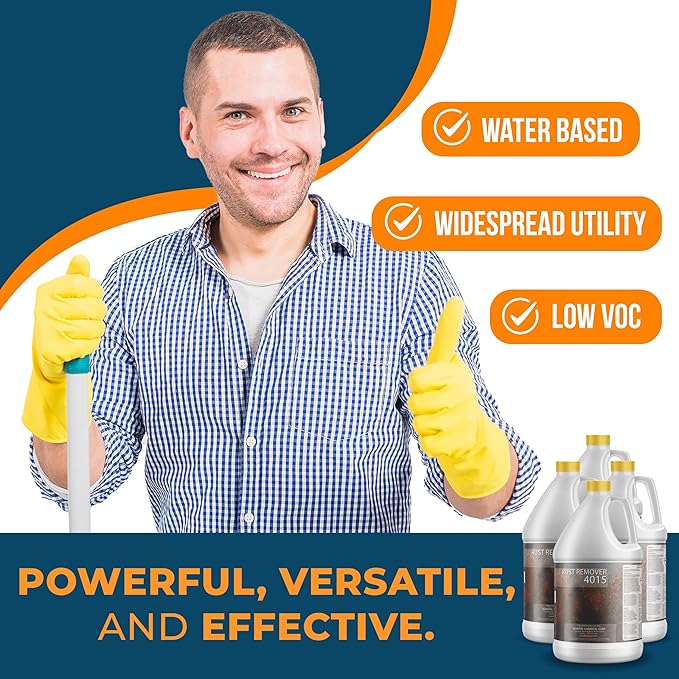 DeckGeneral Rust Remover 4015 All Surface Rust Stain Eliminator Concrete Cleaner Effective Rust Clean Up for Driveways Walkways Swimming Pools Brick Pavements and More (4 Gallon Case)