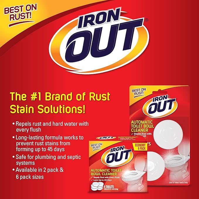 Iron Out Rust Stain Remover Automatic Toilet Bowl Cleaner Tablets Powerful Gel Spray and Powder