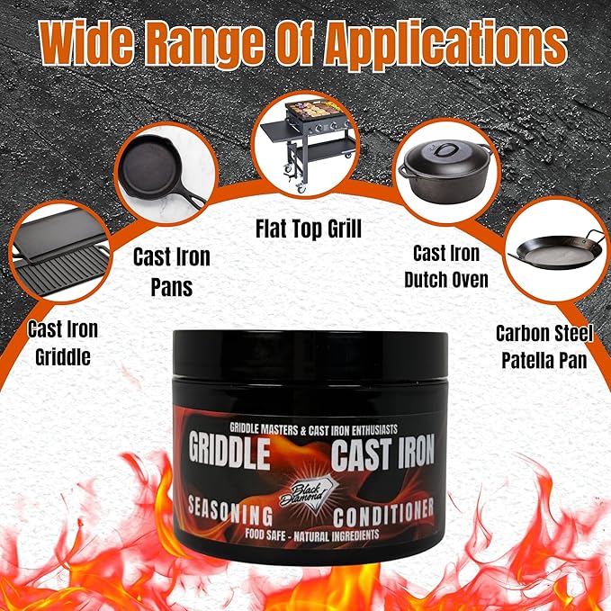 2 pack Griddle Seasoning &amp Cast Iron Conditioner (8oz) – Premium Oil &amp Wax Blend for Skillets Griddles Dutch Ovens &amp Flat Top Grills – Non-Stick Protection &amp Rust Prevention