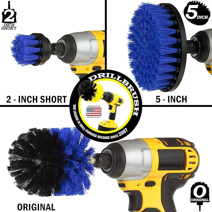 Kayak - Cleaning Supplies - Drill Brush - Boat Accessories - Hull Deck Fiberglass Gel Coat Carpet Seats - Spin Brush Kit - Pond Scum Oily Residue Weeds Barnacles Oxidation - Canoe