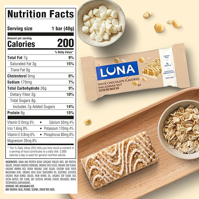 Clif Bar Luna White Chocolate Macadamia 15 Count 25.35 Ounce