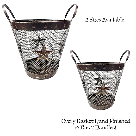 Urbalabs Rustic Lone Star Metal Bathroom Trash Can Office Western Waste Basket Country Wastebasket Office Wire Garbage Can Cowboy Gun Decor Bathroom Decor Cowboy Decor for Bathroom (Large)