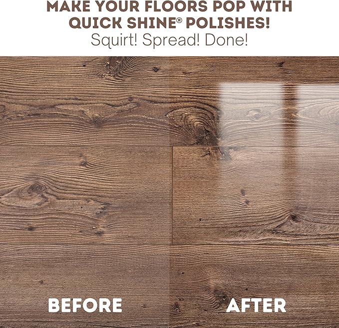 Quick Shine Hardwood Floor Clean + Polish Mop Kit w/ 3 Reusable Pads &amp 1-16 oz. Floor Luster w/Plant-Derived Carnauba | Use Wet + Dry | Safer Choice pH Neutral Ready to Use Formula