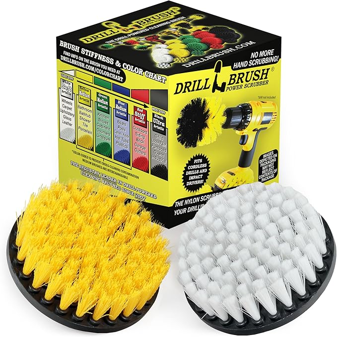 Hard Water Stain Remover - Grout Cleaner - Calcium Mineral Deposits Soap Scum Rust - Drill Brush - 5-inch Spin Brush - Bathroom Accessories - Scrub - Bath Mat - Shower Door - Glass Cleaner