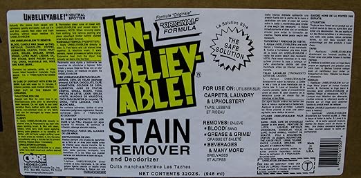 Core Products Unbelievable! Stain Remover 32 oz Bottle Case of 12