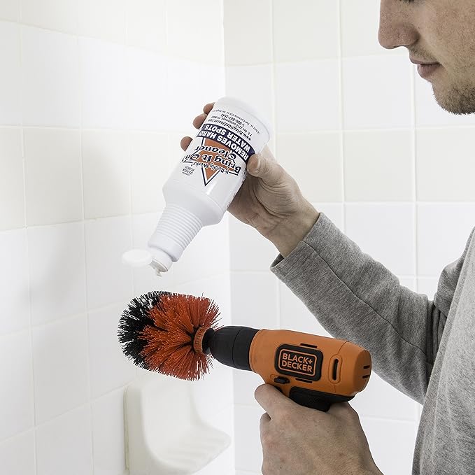Bring It On Cleaner Hard Water Stain Remover + Grout Brush Cleaner Drill Brush Set Shower Door Tile Floor Cleaner Great Baseboard Cleaner Tool Attachment 16 Fl Oz