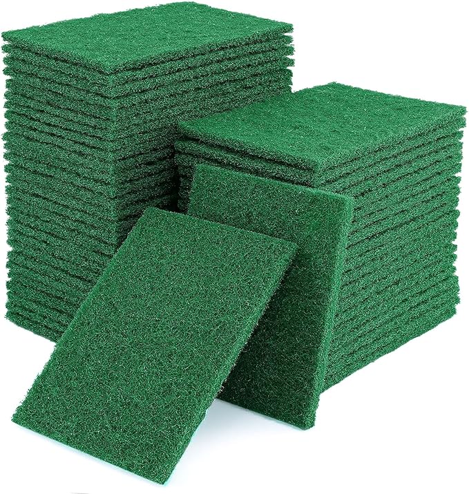 100 Pcs Scouring PadsHeavy Duty Scour Pads4 x 5.95 inch Reusable Green Scrub Pads for Metal Grills &amp Kitchen ScrubbersNon-Scratch Scrubbing Pads for Household Kitchen Dishes Sink Bathtub
