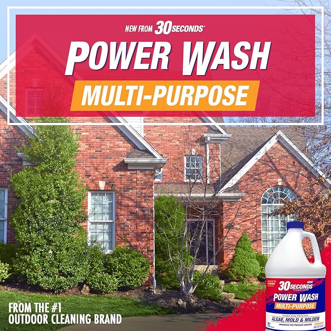 30 SECONDS Pressure Washer Concentrated Cleaner – Power Cleans Stains from Algae Mold &amp Mildew Dirt Grime – Makes up to 20 Gallons