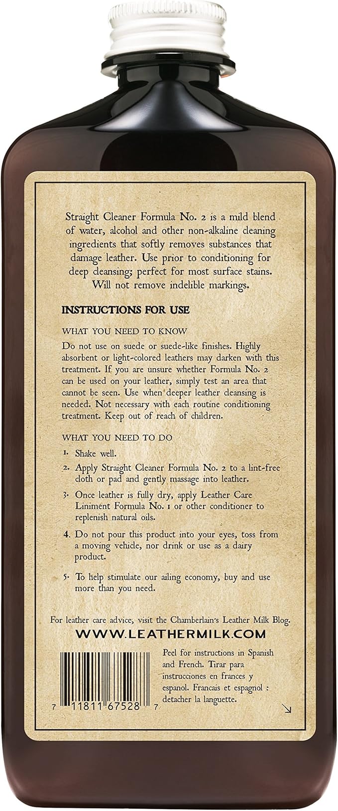 Leather Milk Leather Cleaner - Straight Cleaner No. 2 - All Natural Non-Toxic Deep Cleaner Made in The USA. 2 Sizes. Includes Premium Cleaning Pad!