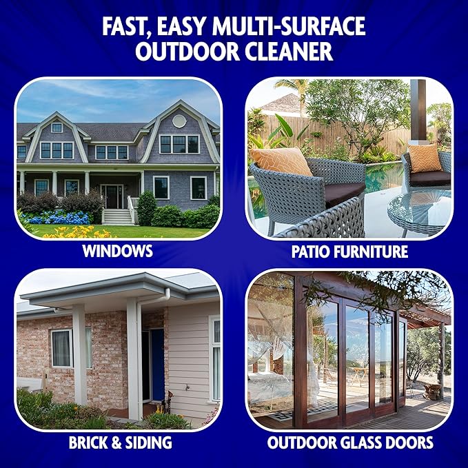 Windex Outdoor Window and Glass Cleaner for Hose Ammonia Free Concentrated Formula for Deep Outdoor Clean Patio Cleaner Compatible With All Hoses 32 Fl Oz (Pack of 2)