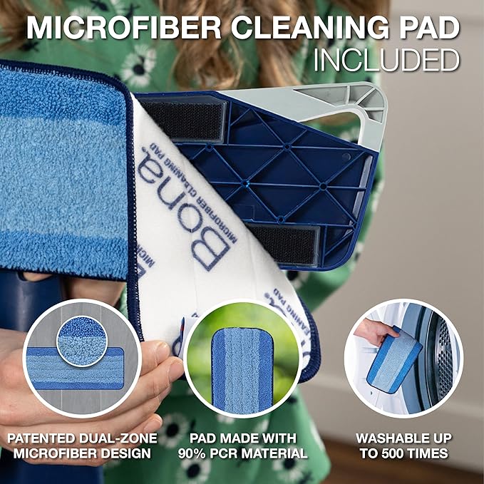 Bona Multi-Surface Floor Premium Spray Mop - Includes Multi-Surface Floor Cleaner Concentrate and Machine Washable Microfiber Cleaning Pad - For Stone Tile Laminate and Vinyl LVT/LVP Floors