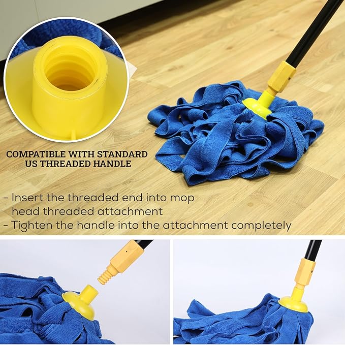 Kleen Handler Microfiber Mop Cloth Heads Replacements with 61 Extendable Handle 3 Pc Screw On Mop Refill for Commercial &amp Household Cleaning Compatible with All Standard US Threading Pole Handl