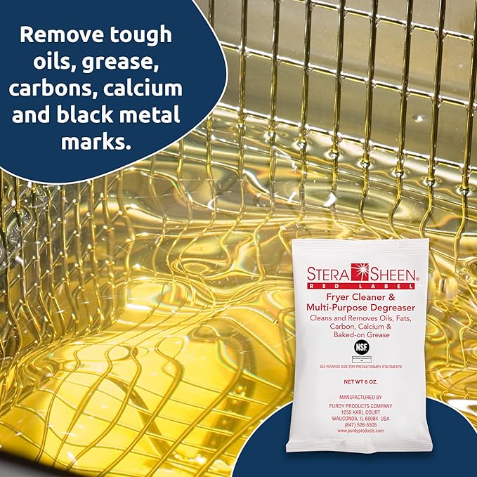 Stera Sheen Fryer Cleaner 24 x 5.99 oz. Pkts Stera Red Label Food Grade Fryer Cleaning Powder Fryer Boil Out Easy Use Portion Packets