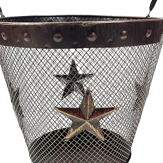 Urbalabs Rustic Lone Star Metal Bathroom Trash Can Office Western Waste Basket Country Wastebasket Office Wire Garbage Can Cowboy Gun Decor Bathroom Decor Cowboy Decor for Bathroom (Large)