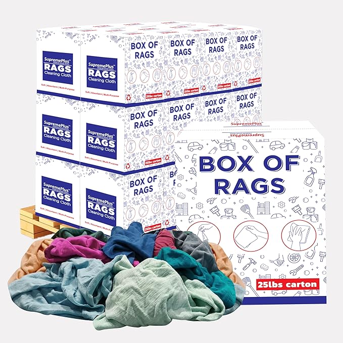 Recycled Color T-Shirt Cleaning Rags (600 lbs. Pallet 24x25 lbs. Box) in a Box Color Cotton Rags Perfect for Housing &amp Workshop Tasks Elevate Your Cleaning Routine!