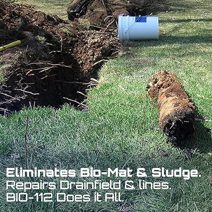 Bio-Safe One Inc - BIO-112 - Septic Tank Treatment - Drainfield Treatment - Heavy Duty Sludge Digester - Septic Cleaner - Drain Clog Remover - Toilet Drain Clog Remover - 5 Gal - Exxon Valdez Patented