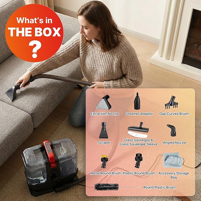 Shop-Vac Portable Carpet Cleaner Machine with 212℉ Steam &amp Heating System 4 Cleaning Modes Upholstery Cleaner with Versatile Tools for Car Rug Couch Bathroom Kitchen Messes 5430270