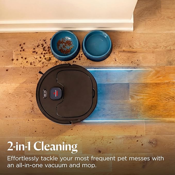 Bissell FlexClean FurForce Robot Vacuum &amp Mop with No Tangle Pet Brush Roll LiDAR Navigation &amp Liftable Pad for Pet Hair Removal on Hard Floors &amp Rugs 180min Runtime 60-Day Dust Collecti