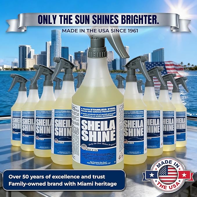 Sheila Shine 1 Quart Stainless Steel Cleaner and Polish - Cleans Polishes &amp Protects Kitchen Appliances Refrigerators Sinks Ovens &amp Grills - Spray &amp Polish Stainless Steel Cleaner