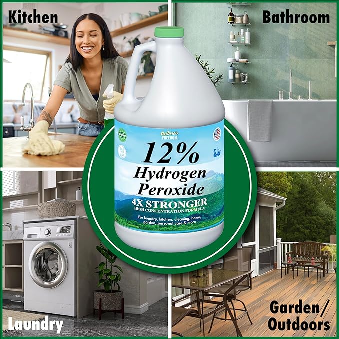 Nature's Freedom 12% Hydrogen Peroxide Food Grade H2O2 and Purified Water Only 1 Gallon Solution