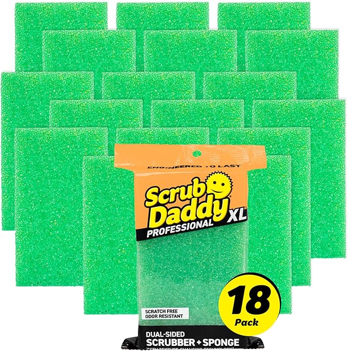 Scrub Daddy Extra Large Sponge Daddy - Bulk Kitchen Sponges for Cleaning Different Rooms &amp Surfaces - Dual-Sided Dish Scrubber with FlexTexture Foam (18 Count)