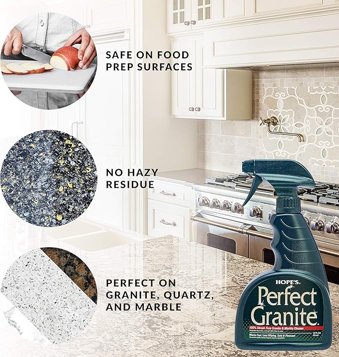 HOPE'S Perfect Stainless Perfect Granite and Perfect Sink Cleaner Bundle Streak Free Polishing Kitchen Cleaners Removes Stains Restores and Repels Water 3 Pack