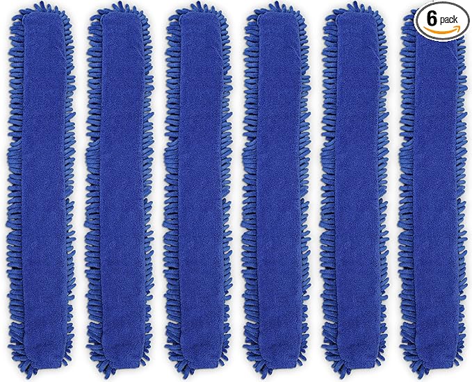 CleanAide Dual-Sided Chenille and Terry Microfiber Duster Covers Fits Flex Dusters Machine Washable Chemical-Free Cleaning Traps Dirt &amp Dust Safe for Electronics Home and Vehicles 6-Pack