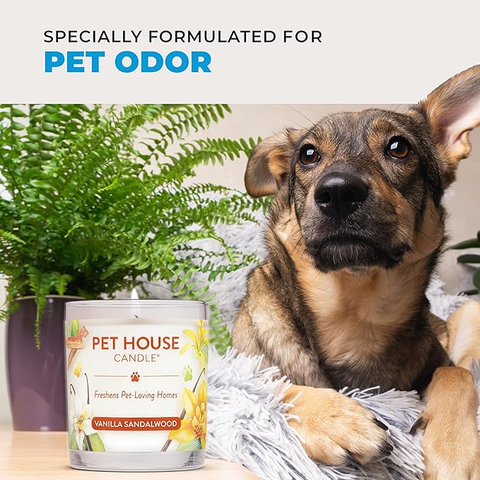 Pet House Candles Clean Long-Lasting Pet Odor Candles for Home Plant-Based 60 Hour Burn Time - Lemon Cupcake 9 oz