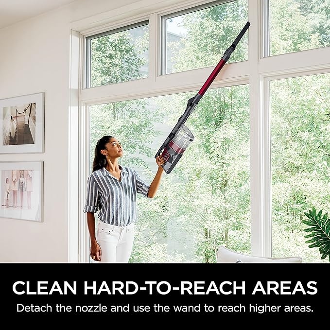 Shark IZ163H Pet Plus Cordless Stick Vacuum with Self-Cleaning Brushroll and HEPA Filter Lightweight Deep Cleaning Vacuum for Carpet and Hard Floors Folds for Easy Storage 40-min Runtime Raspberry