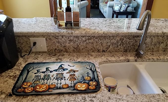 Caroline's Treasures DAC2226DDM Calacas Skeletons Spooky Halloween Dish Drying Mat Absorbent Dish Drying Mat Pad for Kitchen Counter Dish Drainer Mat for Countertop 14 x 21 Multicolor