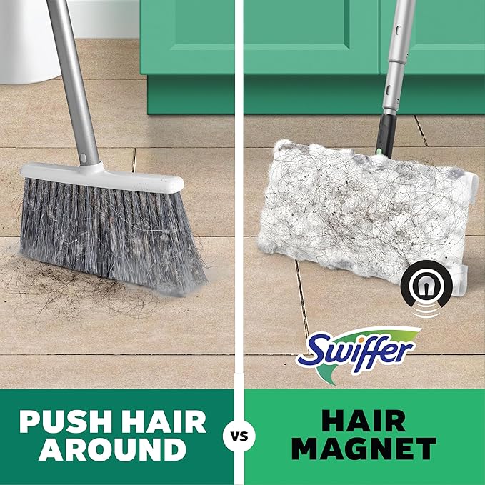 Swiffer Sweep &amp Mop Deluxe 2-in-1 Multi-Surface Kit for Floor Cleaning Includes 1 Sweeper Device 5 Dry Sweeping + 6 Wet Mopping Heavy Duty Cloths Black