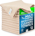 MW Pro Microfiber Cleaning Cloth | Sand | 12 Pack | 16” x 16” | All Purpose Microfiber Towels - Clean Dust Polish Scrub Absorbent