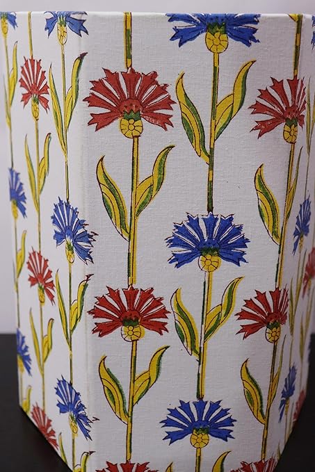 Christmas Decorative Hand Block Printed Waste Basket/Trash Can/Garbage Can/Card Board Trash Can Housewarming Gift (SkyBlue&ampRed)