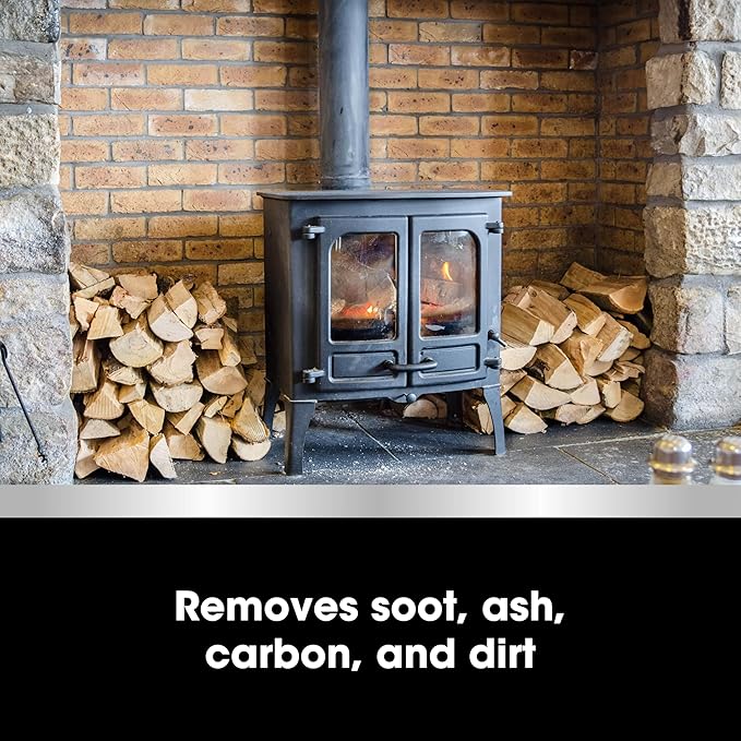 Furniture Clinic Stove Care Kit – Clean &amp Restore Log Burners Grates &amp Fireplaces | Removes Soot &amp Dirt | One Bottle Glass &amp Metal Cleaner + Stove Polish | 500ml / 17 Fl Oz Each Bott