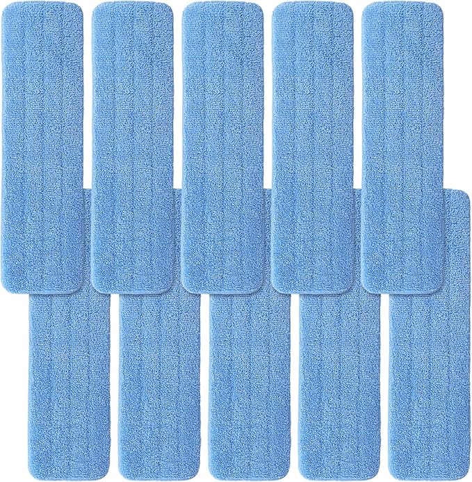 Microfiber Mop Pad for Rubbermaid Commercial 20 Inch Mop Head - 10 Pack Wet &amp Dry Commercial Cleaning Refills Reusable Mop Refills Fit for Any Microfiber Flat Mop System 18 to 21