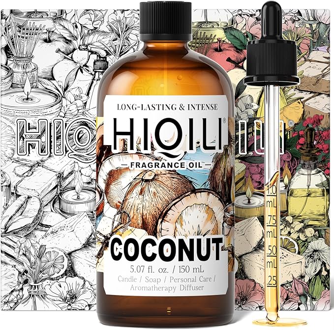 HIQILI Coconut Fragrance Oil for Home Diffuser Ideal for Making Candle Soap Body Spray Women's Perfume Creamy Scents - 5.07 Fl Oz