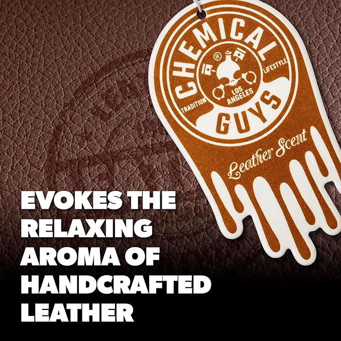Chemical Guys Hanging Air Fresheners - Leather Scent for Cars Trucks SUVs RVs Home Office Work Dorm Room &amp More - 12 Pack - AIR40904