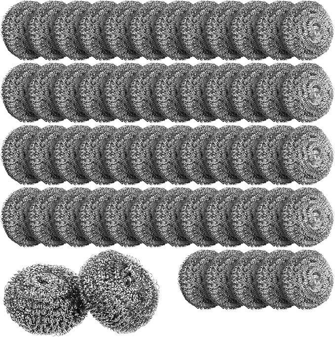 150 Pieces Stainless Steel Scourers Bulk Steel Wool Scrubbers Small 10 gram Metal Sponges Wire Scouring Pad for Stoves Pots Pans Oven Cooker Hoods for Kitchen Bathrooms(Separately Packaged)