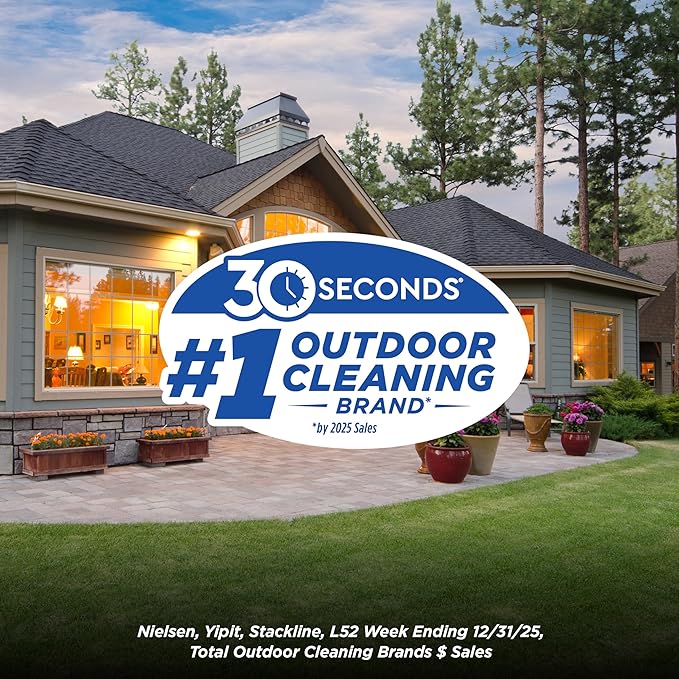 30 SECONDS Outdoor Window &amp Screen Concentrated Cleaner for Glass Patio Doors Fiberglass Furniture - No Screen Removal Required Spray &amp Rinse - Refill for Hose End Sprayer Bottles 1.1 Gal