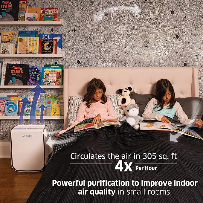 AIRDOCTOR AD2000 Air Purifier for Small &amp Medium Rooms and Small Bedrooms. 3 Stage Filtration with Pre-Filter UltraHEPA Carbon/VOC (AirDoctor 2000)