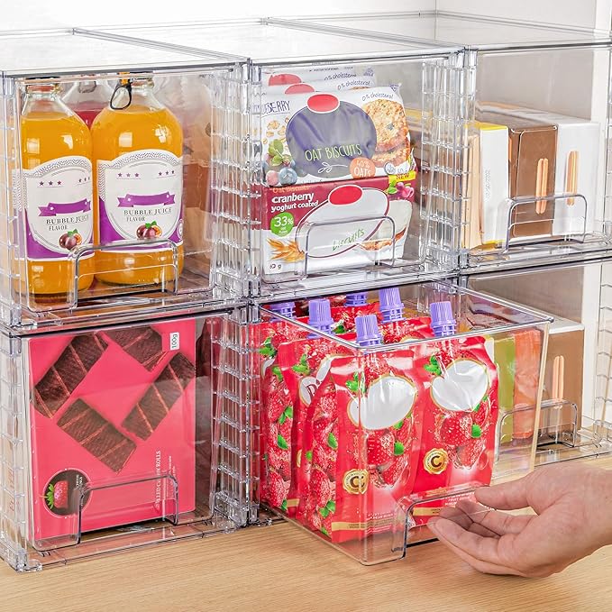 Vtopmart 2 Pack Large Stackable Storage DrawersClear Acrylic Drawer Organizers with Handles Easily Assemble for BathroomKitchen UndersinkCabinetClosetMakeupPantry organization and Storage