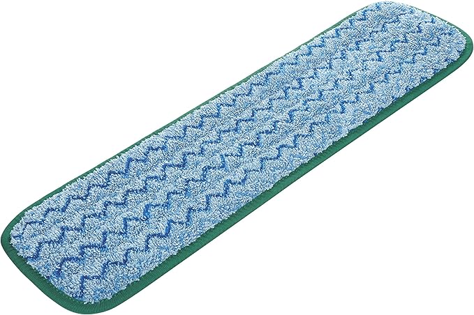 Rubbermaid Commercial Products Mop Head for Microfiber Damp Mop 18-Inch Green Heavy-Duty Single Sided Cleaning Cloth for Hardwood/Tile/Laminated Floors in Kitchen/Lobby/Office (Pack of 3)