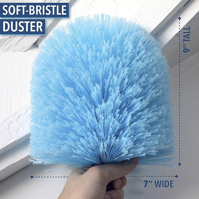 EVERSPROUT 1.5-to-3 Foot Cobweb Duster and Extension-Pole Combo (8-10 Ft Standing Reach Soft Bristles) | Hand Packaged | Lightweight 3-Stage Aluminum Pole | Indoor &amp Outdoor Use Brush Attachment