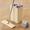 JOYMOOP Mop and Bucket Set (Beige &amp Blush Brown) with Extension Handle Ideal for Floor Window and Wall Cleaning - Includes 3 Washable Microfiber Pads for Wet and Dry Use